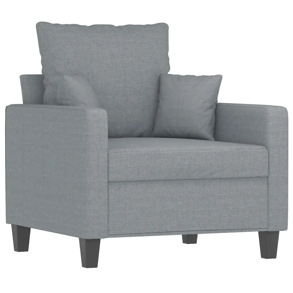 Grey Fabric Sofa Chair with Footstool