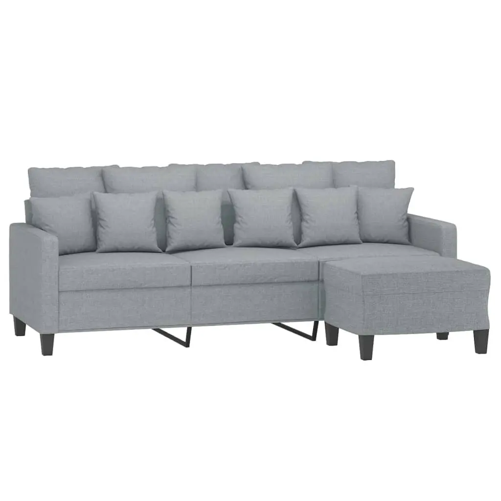 3-Seater Sofa Footstool Grey Living Room Furniture Lounge Seat 180cm