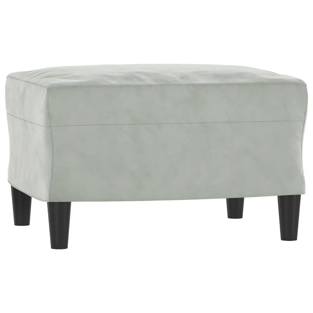 3-Seater Sofa with Footstool Grey Velvet Living Room Lounge Couch 180cm