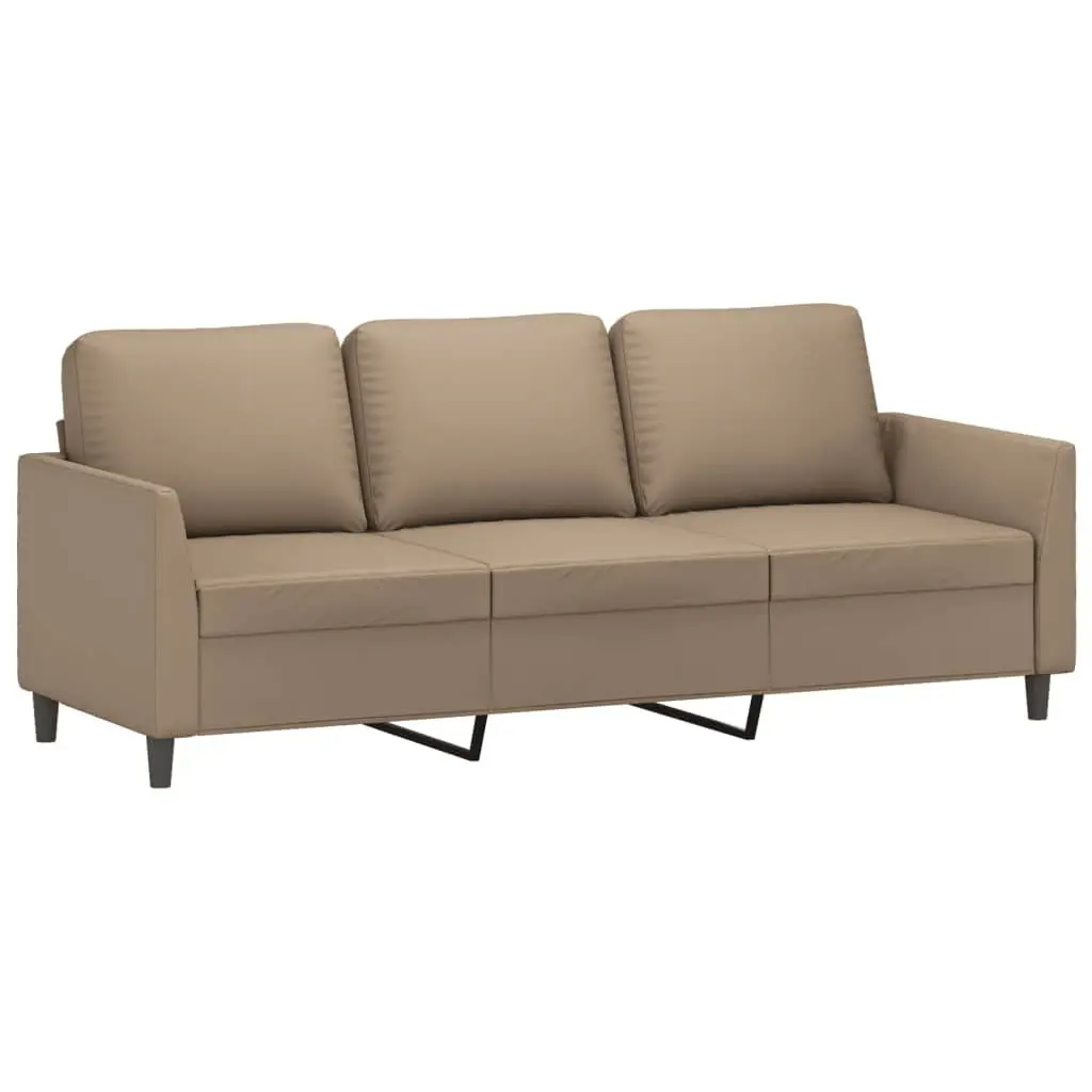 3-Seater Sofa Footstool Living Room Furniture 180cm Brown Faux Leather