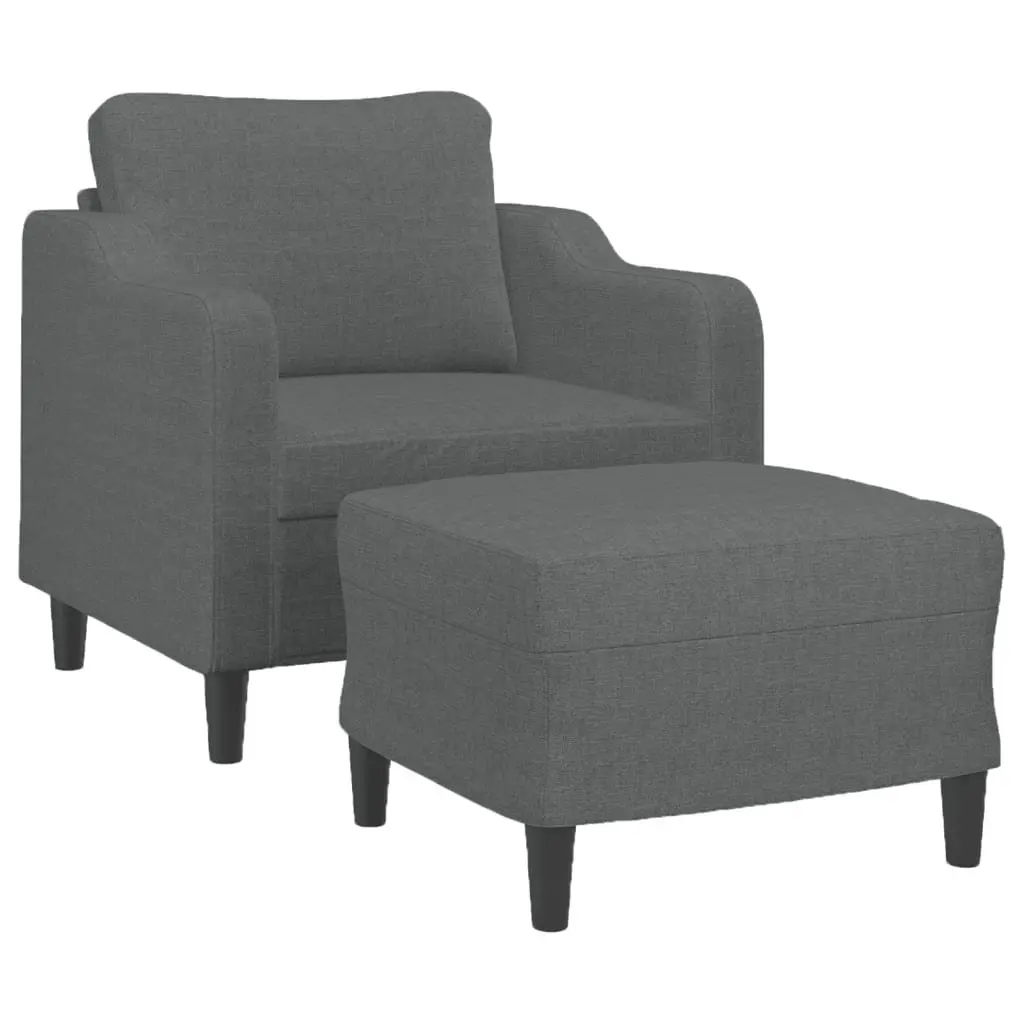 Grey Fabric Sofa Chair with Footstool Set