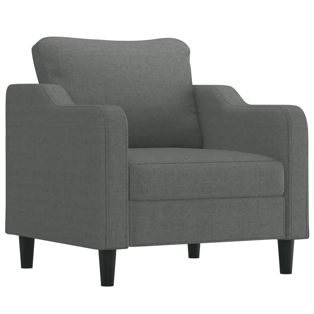 Grey Fabric Sofa Chair with Footstool Set