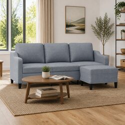 Comfortable and Practical 3-Seater Sofa with Footstool