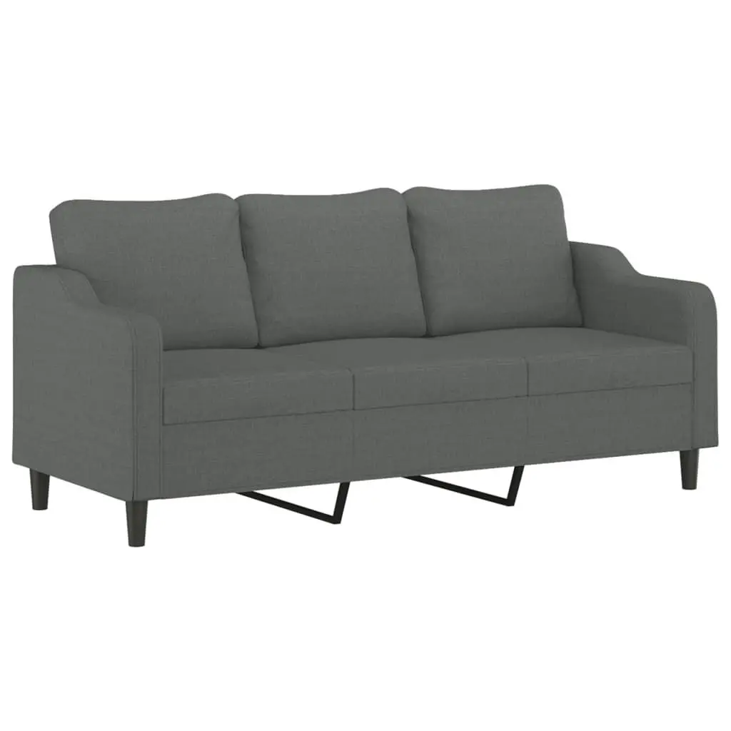 Grey 3-Seater Sofa with Footstool