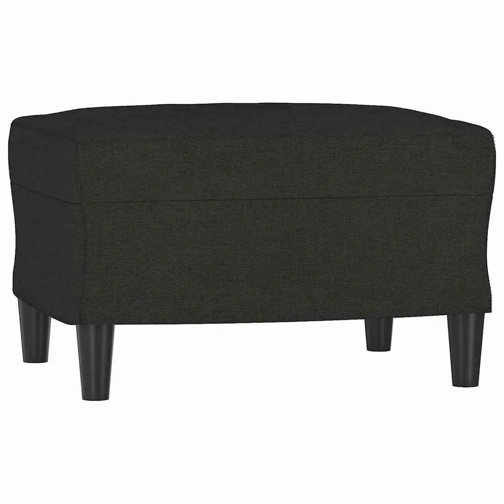 3-Seater Sofa Footstool Black 180cm Living Room Furniture Fabric Lounge