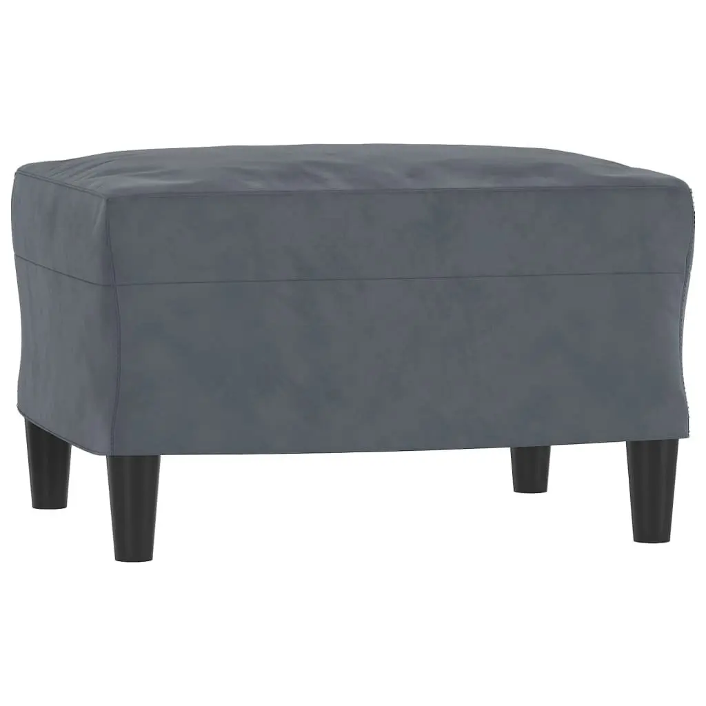 3-Seater Sofa with Footstool Grey Velvet Living Room Furniture 180cm