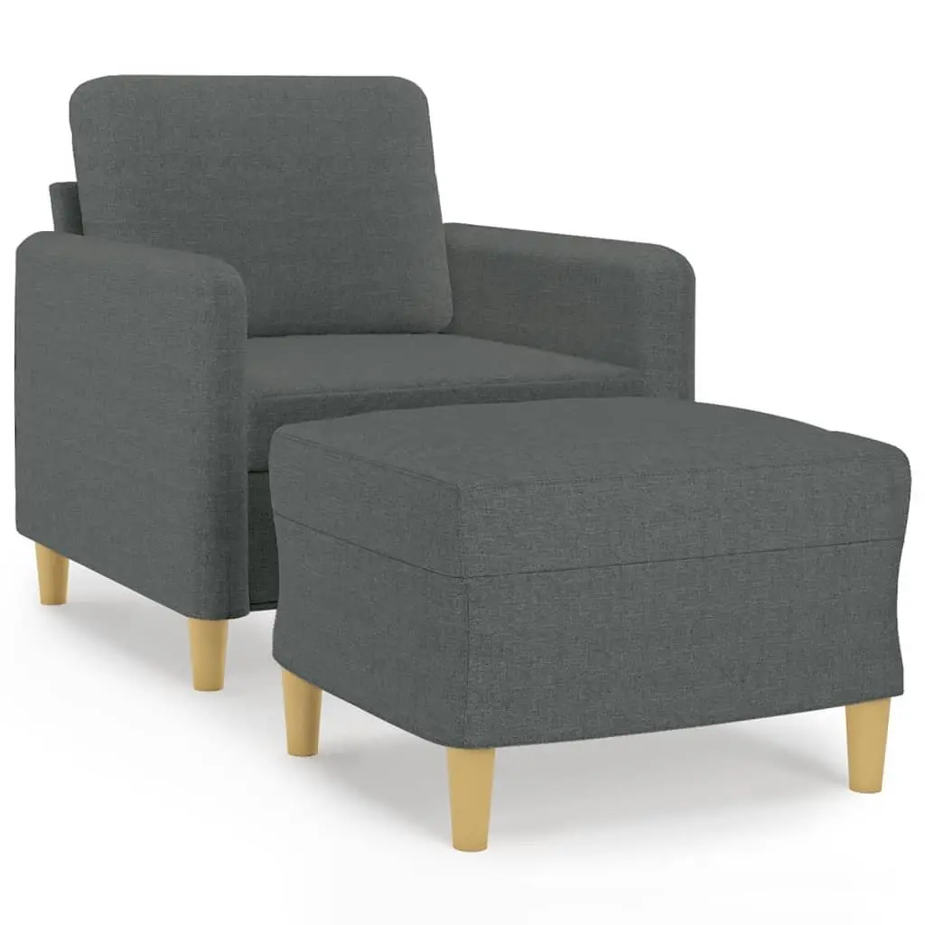 Sofa Chair Footstool Lounge Seat Grey Fabric 60cm