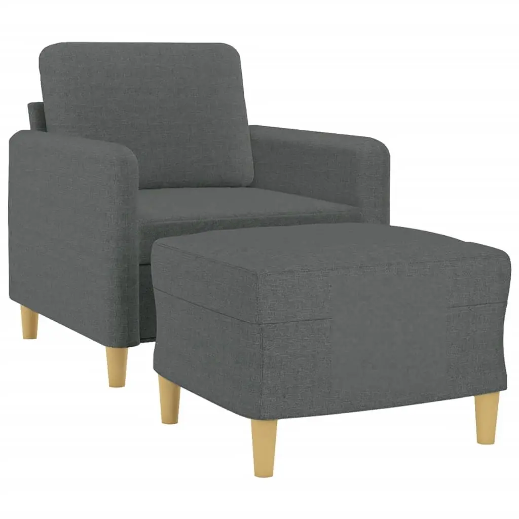 Sofa Chair Footstool Lounge Seat Grey Fabric 60cm