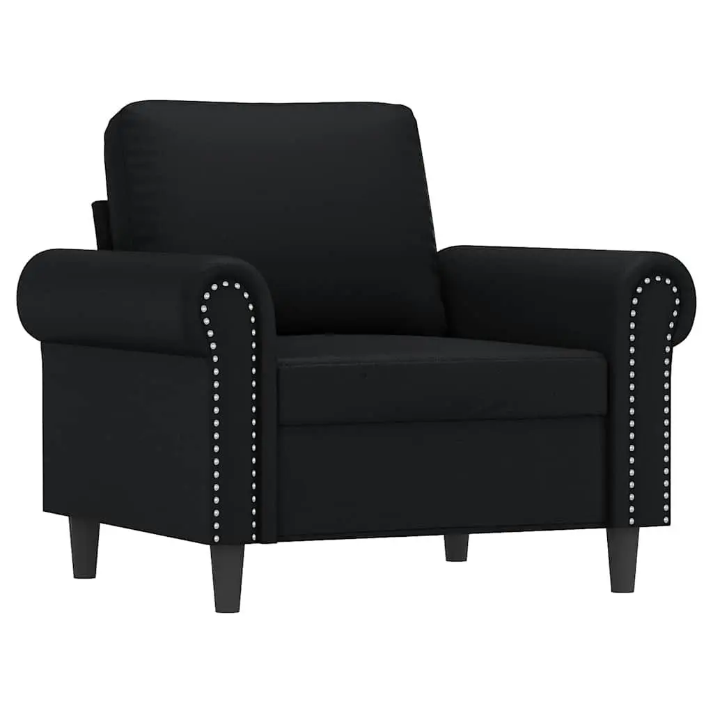 Black Faux Leather Lounge Chair with Footstool