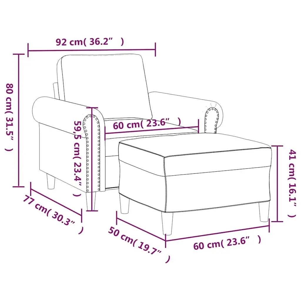 Black Faux Leather Lounge Chair with Footstool