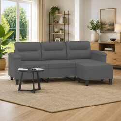 Warm and Inviting 3-Seater Sofa with Footstool in Grey