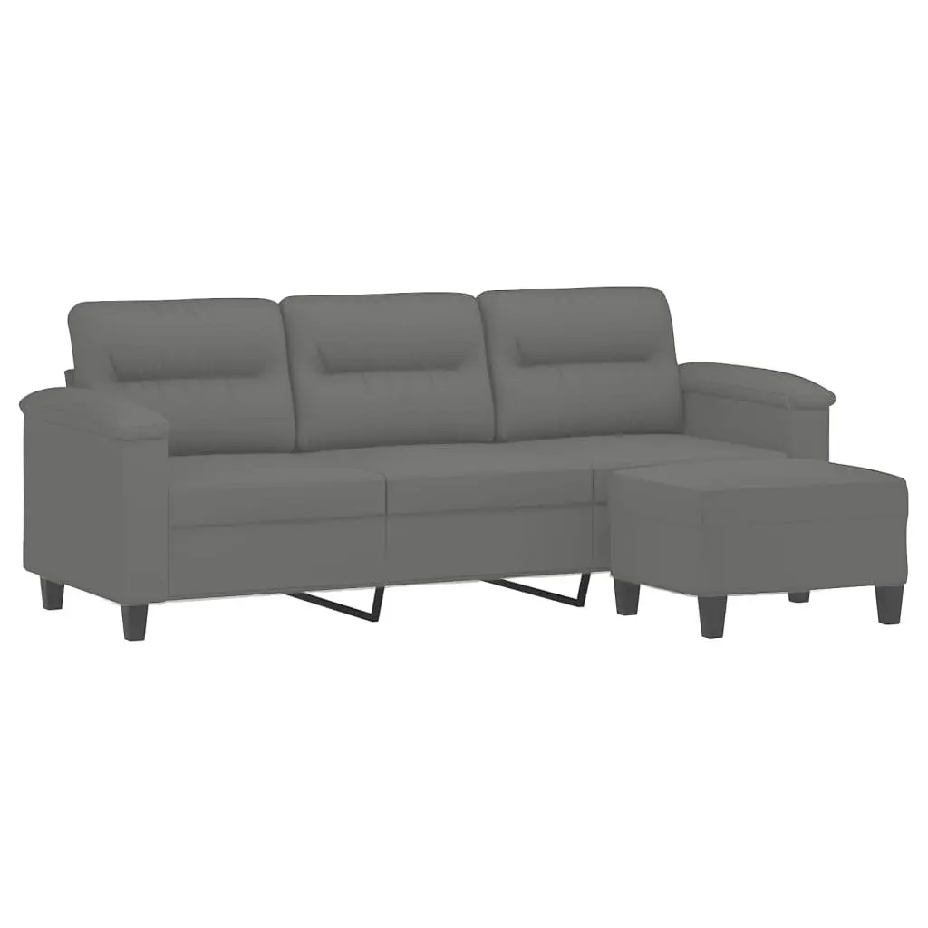 3-Seater Sofa with Footstool Grey 180cm Living Room Furniture Lounge Seat
