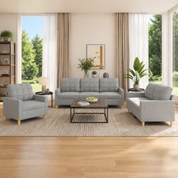 Cozy 3 Piece Grey Sofa Set for Family Living
