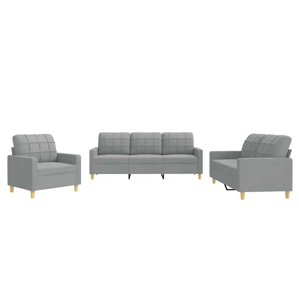 3 Piece Grey Sofa Set for Family Living