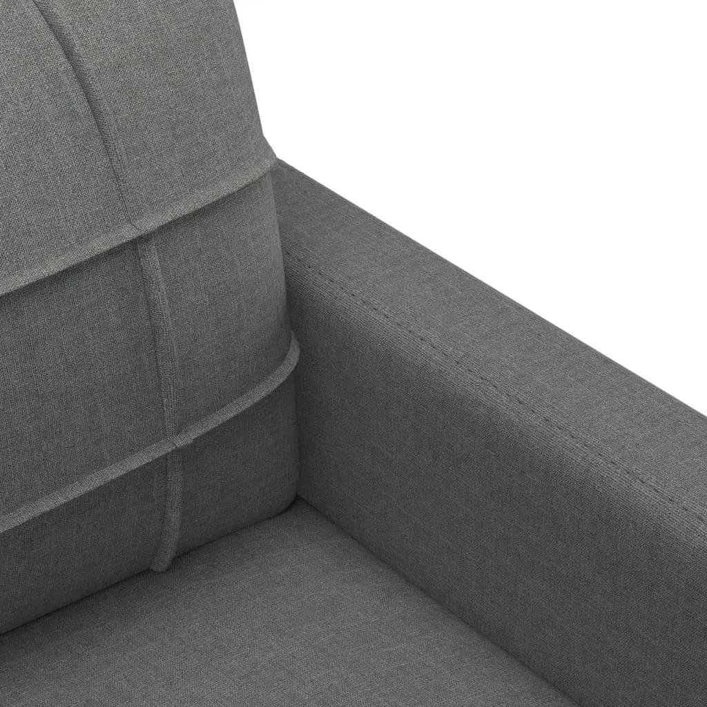 3 Piece Sofa Set Grey Fabric Living Room Seating