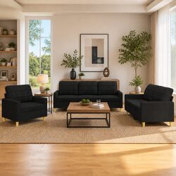 Reliable Black Fabric Sofa Set: Comfort Meets Value