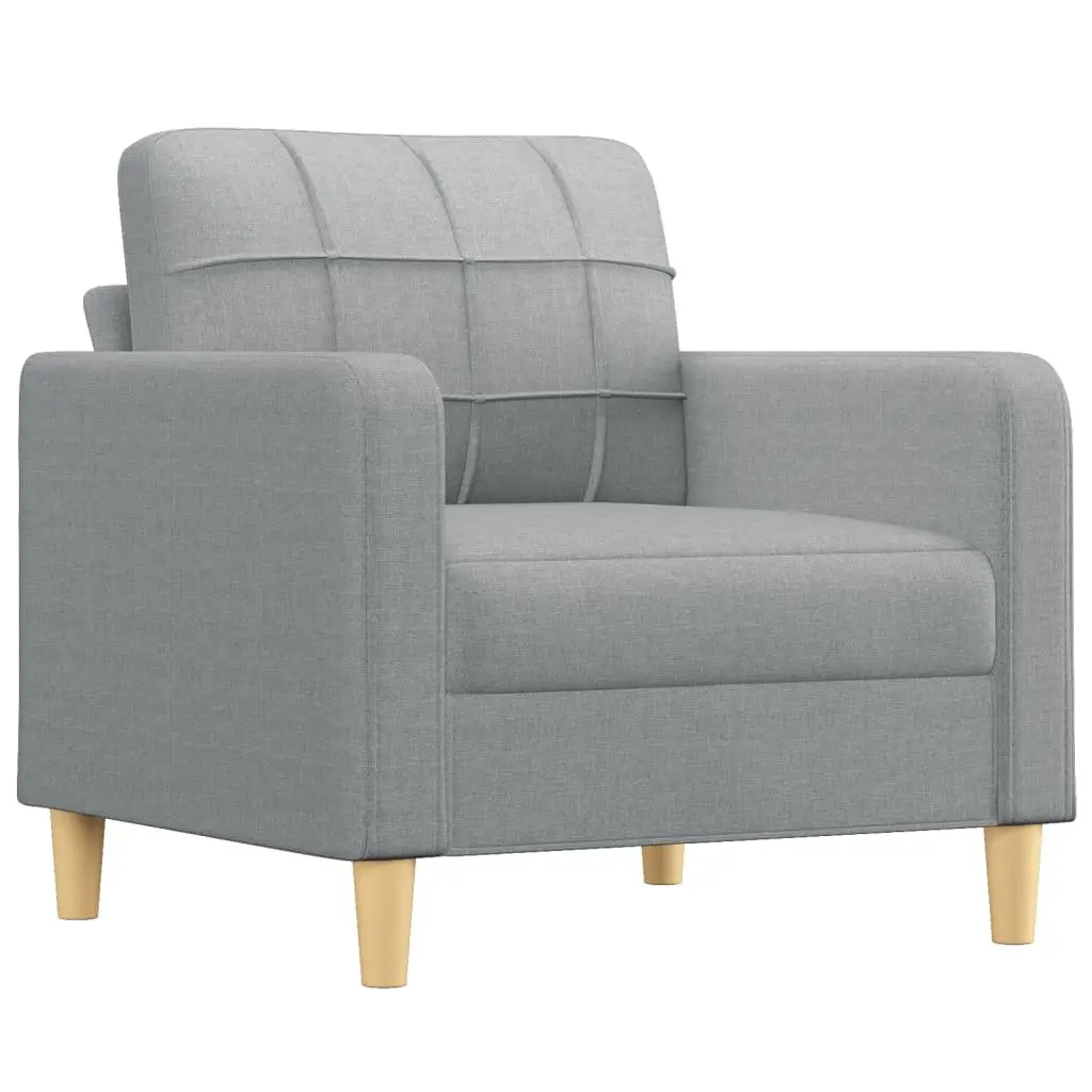 Sofa Set 4 Piece Grey Fabric Lounge Suite with Cushions and Footstool Living Room