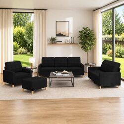 Comfort and Value: 4 Piece Black Sofa Set