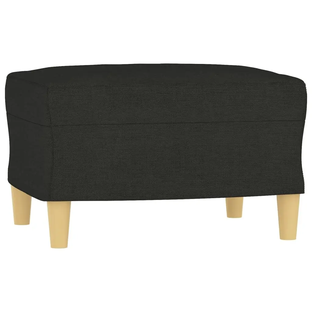 Sofa Set Black Fabric Living Room Lounge 4 Piece with Cushions and Footstool