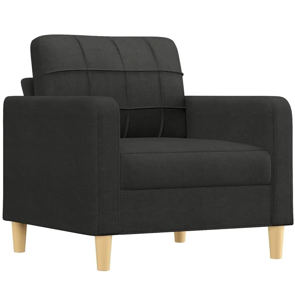 Black Fabric Sofa Set 3 Piece Living Room Sectional with Armrests and Pillows