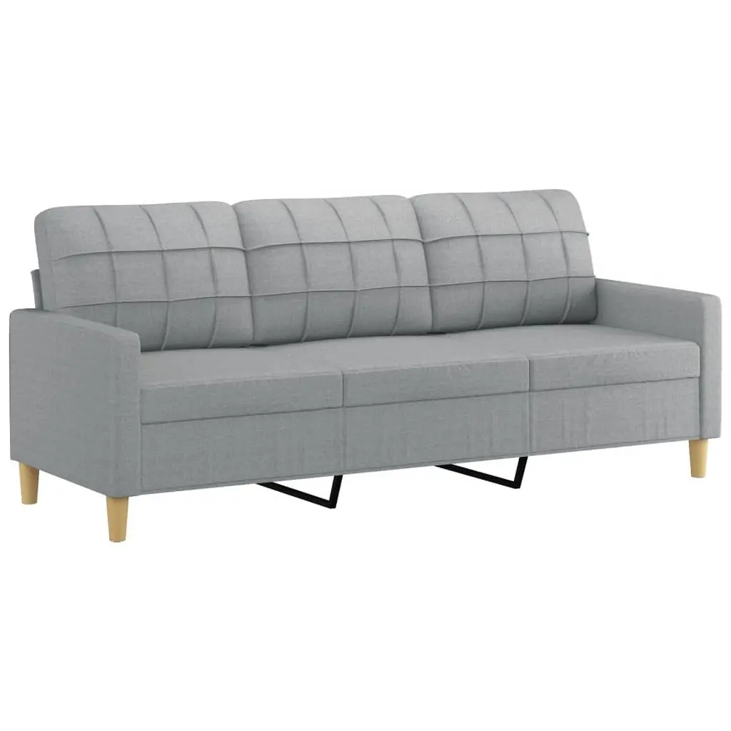 4 Piece Sofa Set Grey Fabric Lounge Suite with Pillows Ottoman Footstool