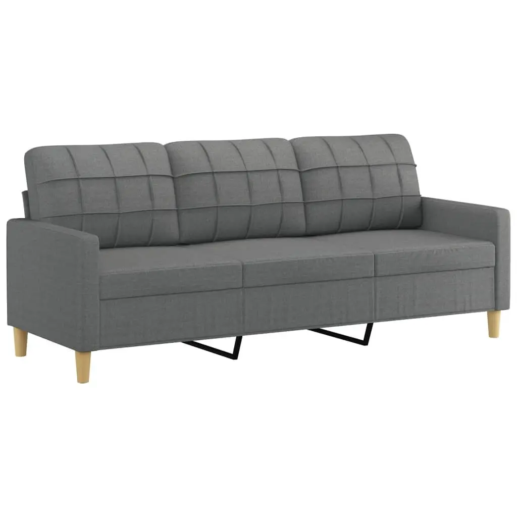 4 Piece Sofa Set Grey Fabric Lounge with Pillows Footstool