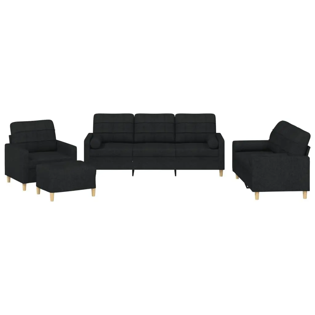 4 Piece Black Sofa Set for Home