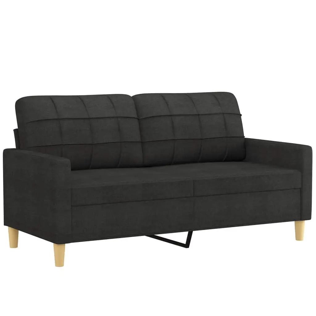 2 Piece Sofa Set Black Fabric Living Room Seating Lounge Couch Cushions Modern