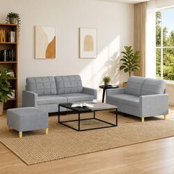 3 Piece Sofa Set with Footstool for Comfort and Style
