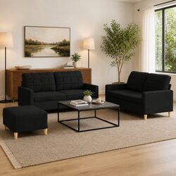 Comfort and Value in a 3 Piece Sofa Set with Footstool