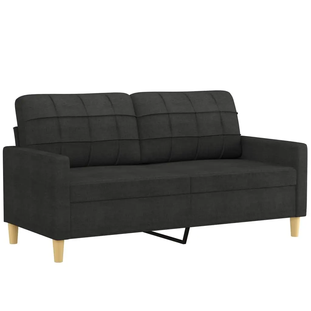3 Piece Sofa Set Black Fabric Living Room Lounge Suite Seating