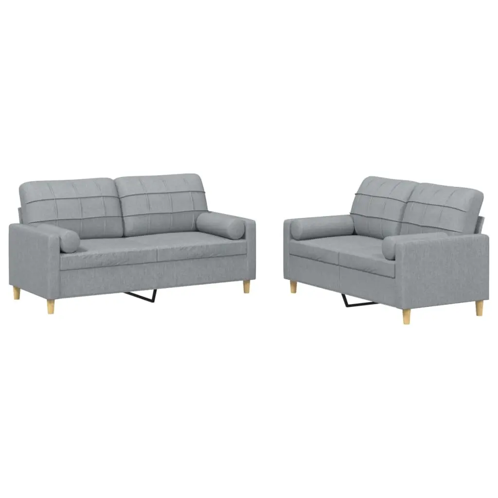 2 Piece Sofa Set Grey Fabric Lounge Suite for Living Room Furniture