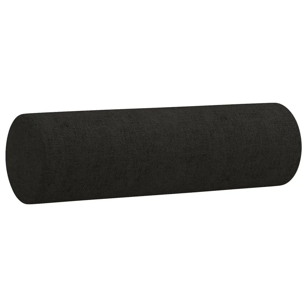 3 Piece Sofa Set Black Fabric Lounge Suite Couch with Pillows and Footstool