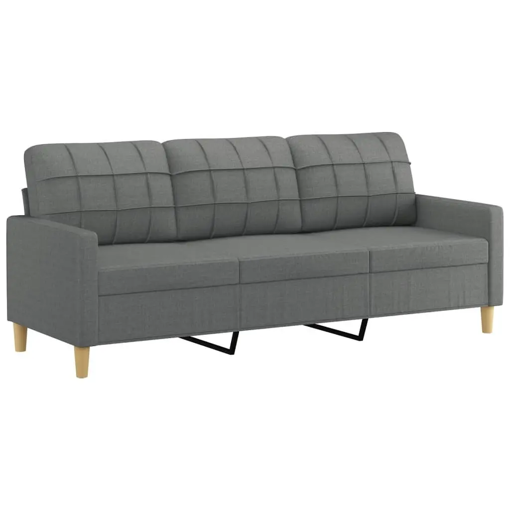 3 Piece Sofa Set Living Room Seating Grey Fabric