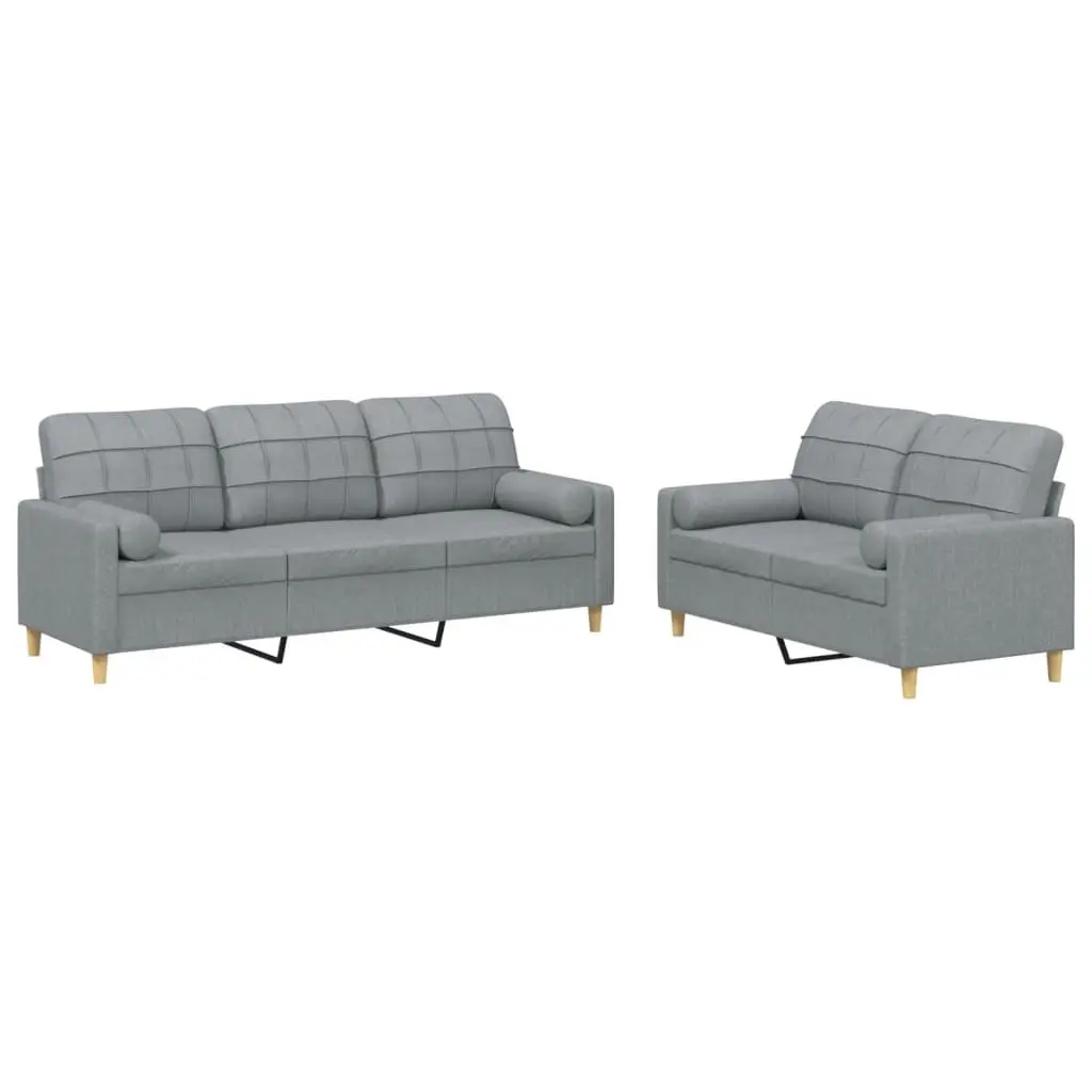 Sofa Set Lounge Suite Grey Fabric 2 Piece