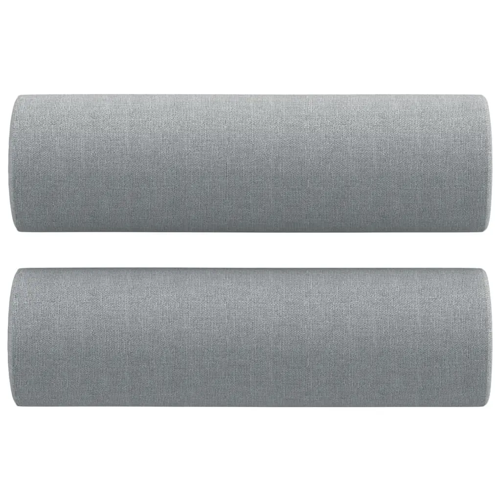 Sofa Set Living Room Furniture Grey Fabric 3 Piece with Roll Pillows and Footstool