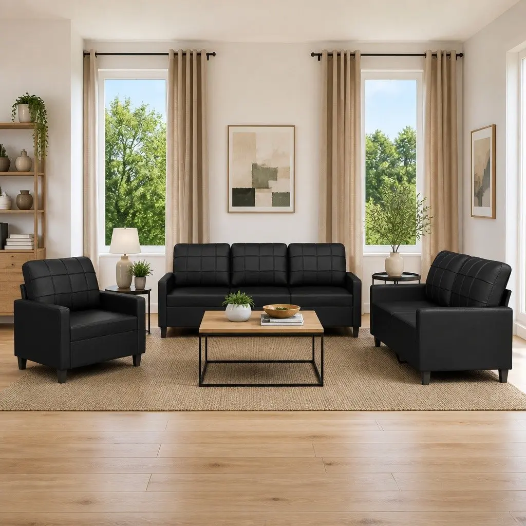 Black 3 Piece Sofa Set