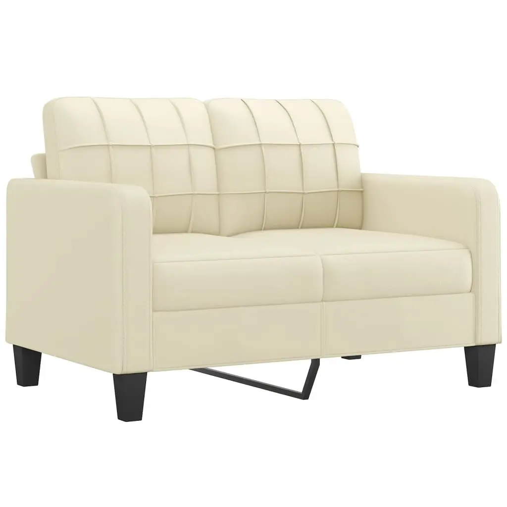 3 Piece Sofa Set Living Room Furniture Cream Faux Leather Couch Modern