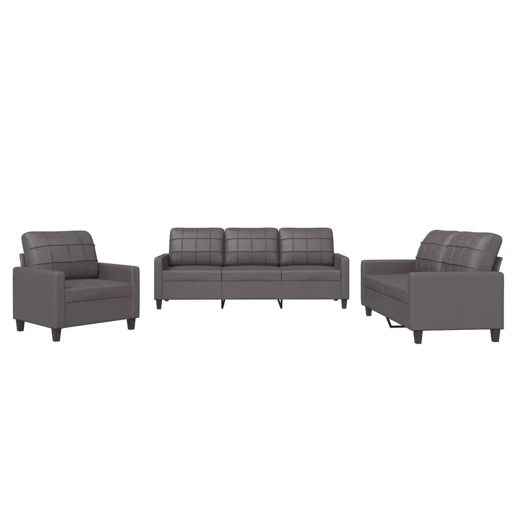 3 Piece Sofa Set Grey Modern Living Room Furniture Lounge Seating Suite