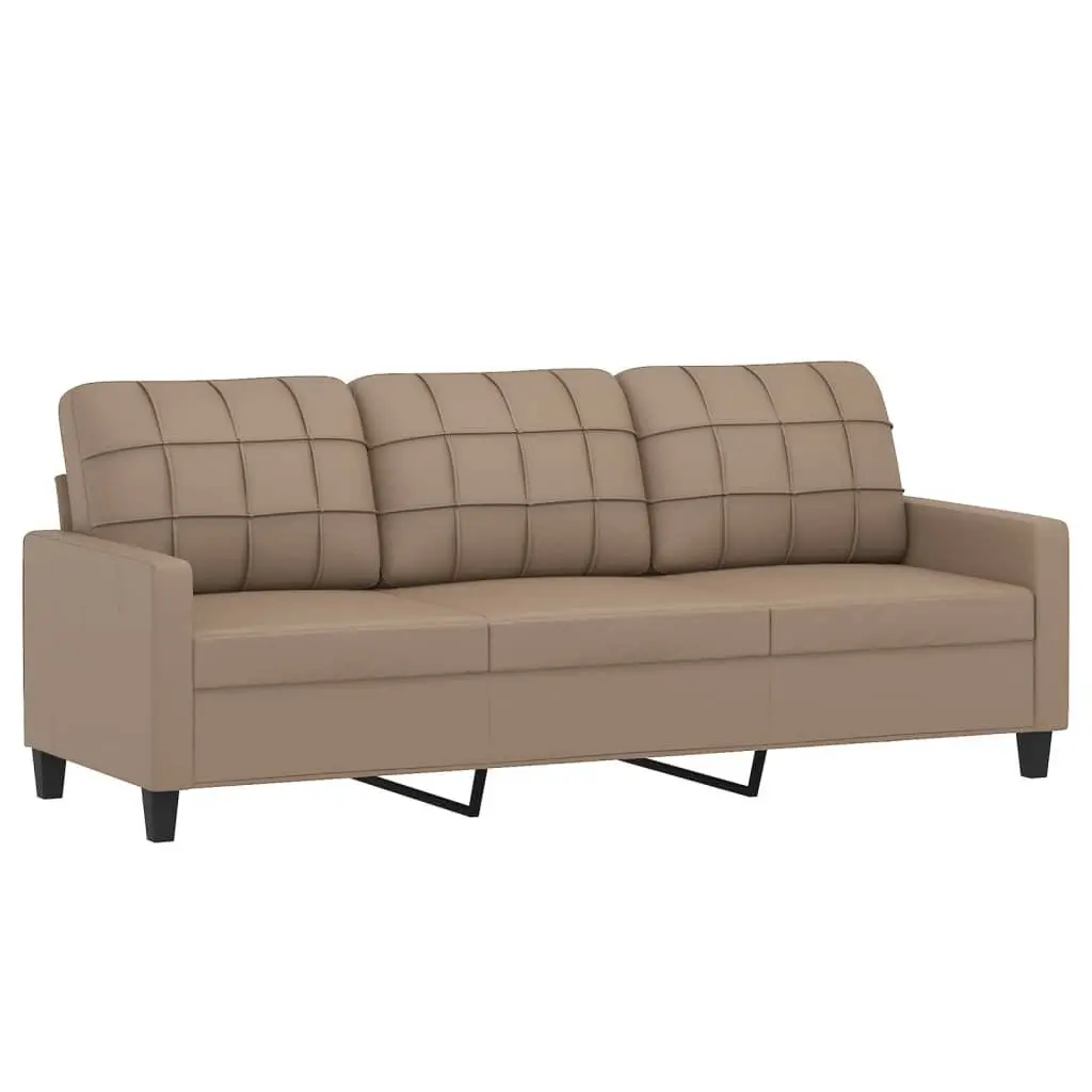 3 Piece Sofa Set Living Room Furniture Lounge Seating Brown Faux Leather