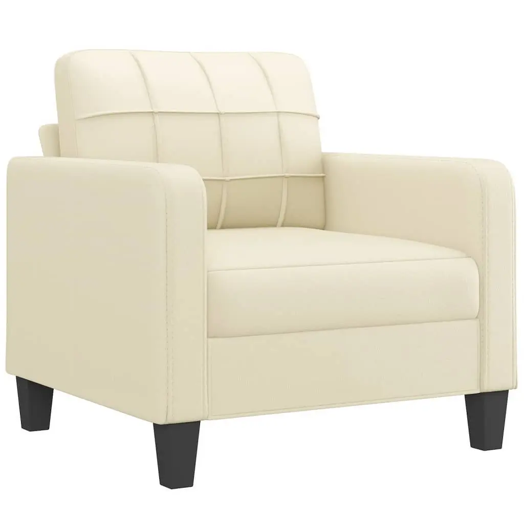 4 Piece Sofa Set Cream Faux Leather Living Room Furniture
