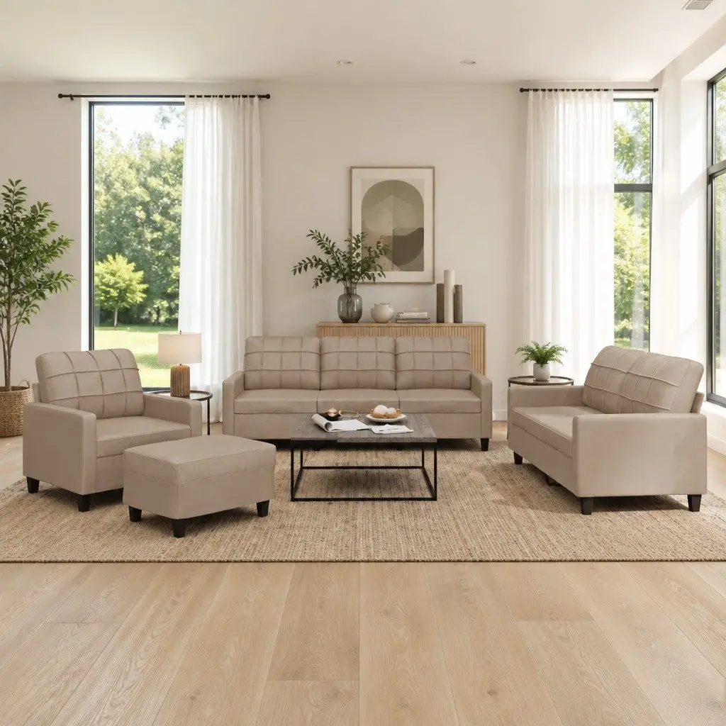 4 Piece Sofa Set Faux Leather Living Room Brown