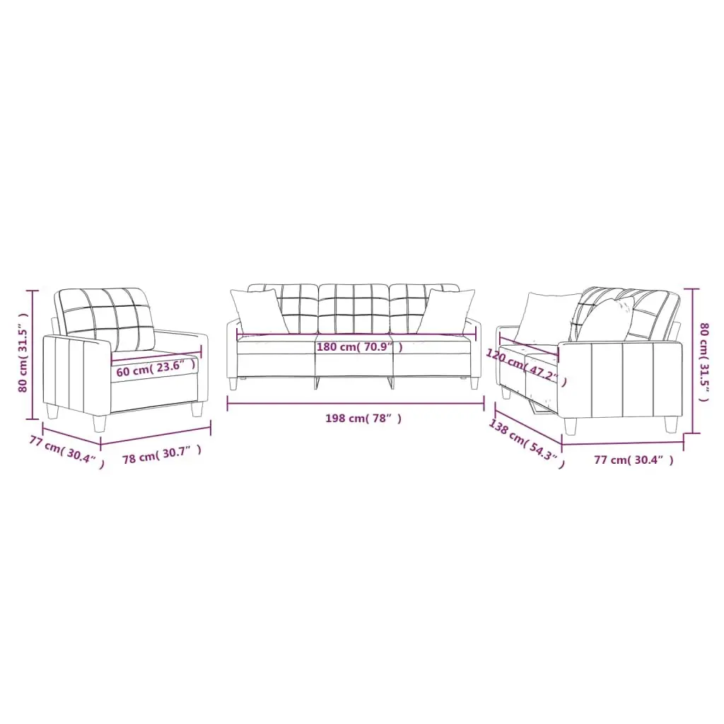 Black Faux Leather Sofa Set