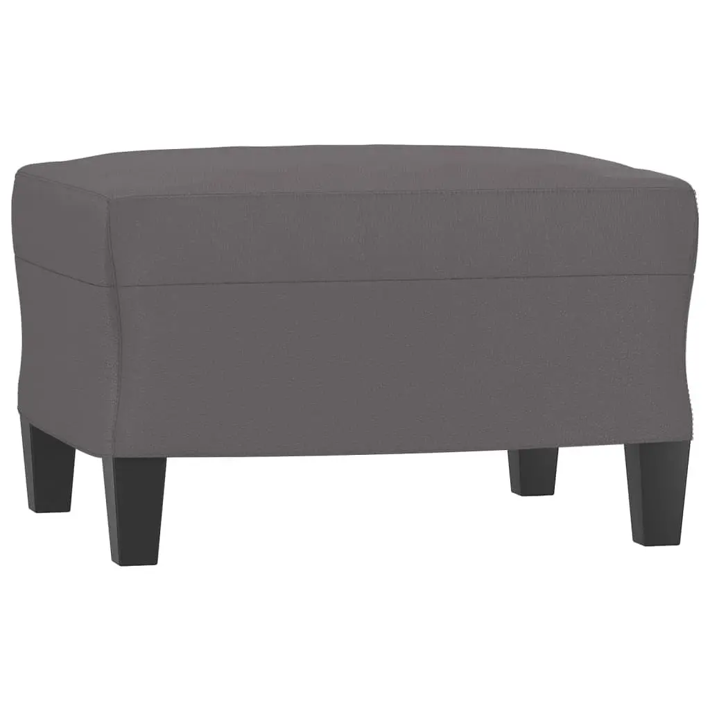 4 Piece Sofa Set Grey Faux Leather Couch with Throw Pillows Footstool Living