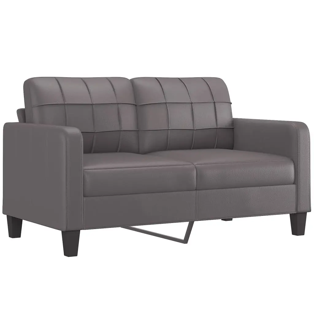 2 Piece Sofa Set Grey Faux Leather Living Room Furniture Seating Sectional Couch