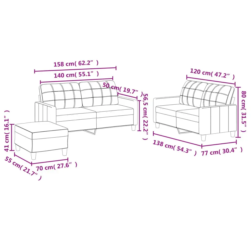 3 Piece Sofa Set for Relaxation Black Faux Leather