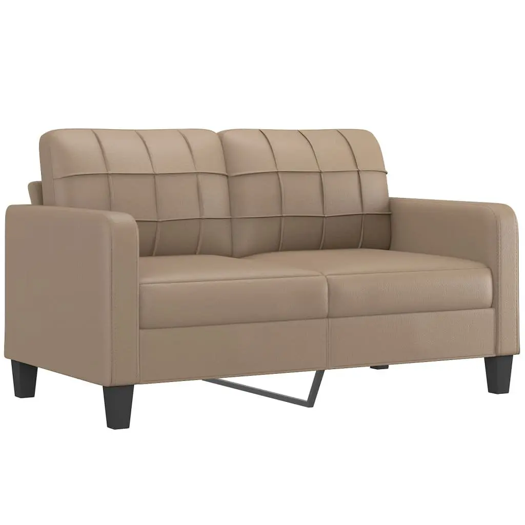 3 Piece Sofa Set with Footstool Brown Faux Leather Lounge Couch Living Room