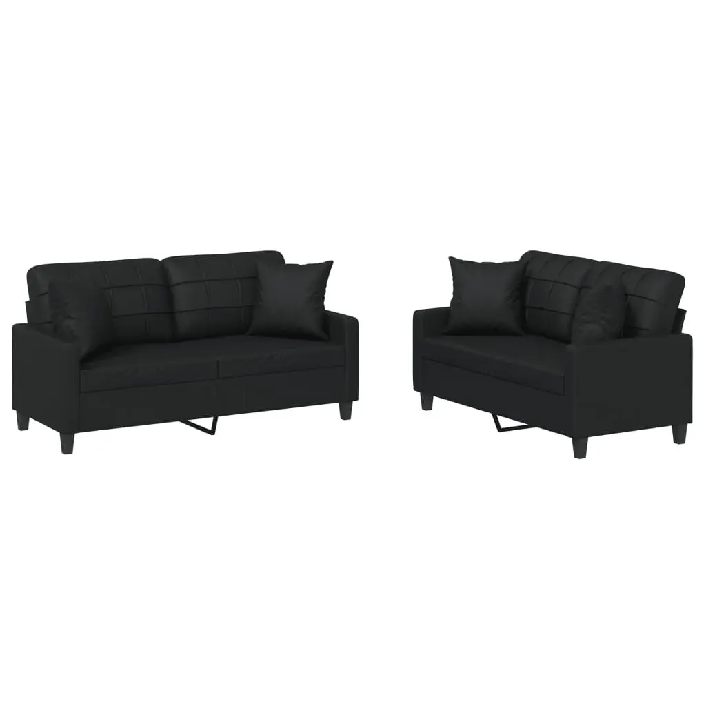 2 Piece Black Sofa Set