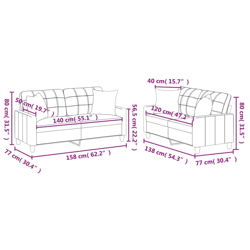 2 Piece Black Sofa Set
