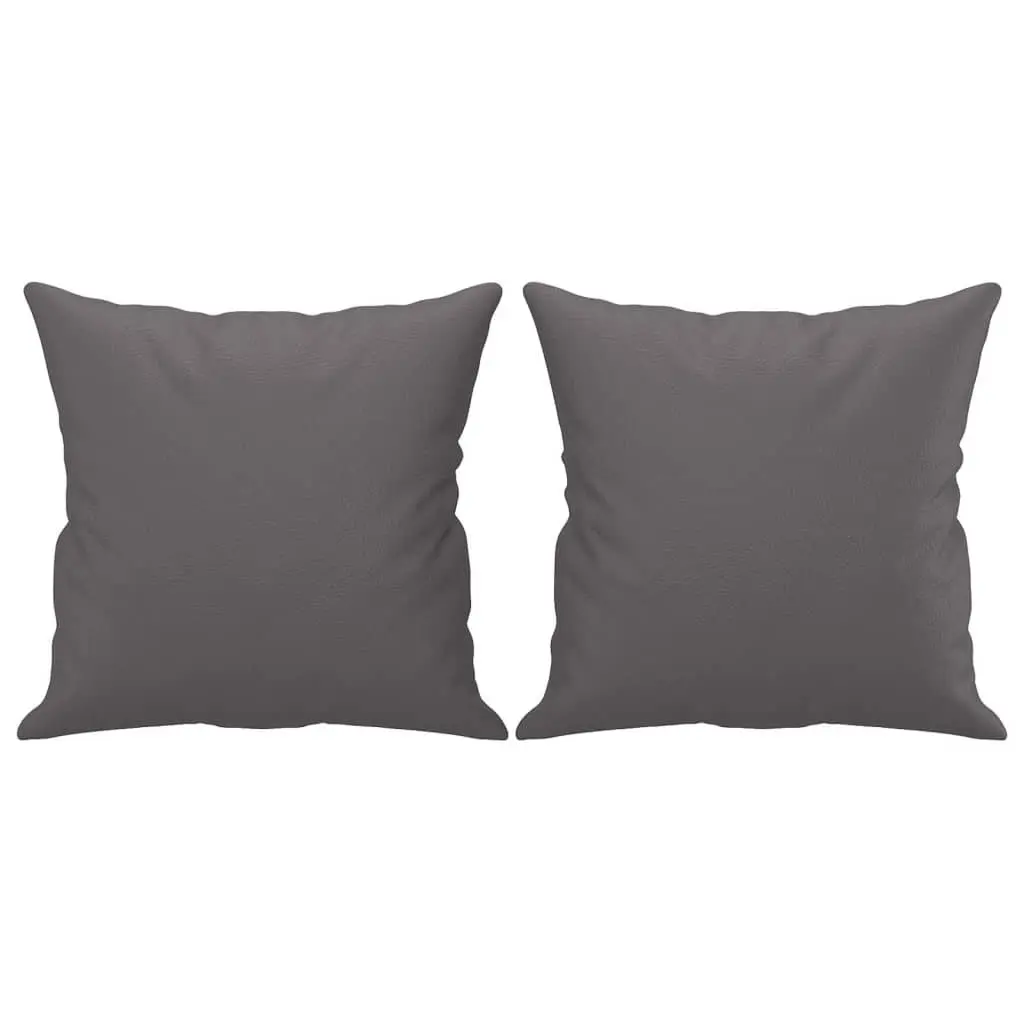 2 Piece Sofa Set Grey Faux Leather Couch Lounge Suite with Throw Pillows